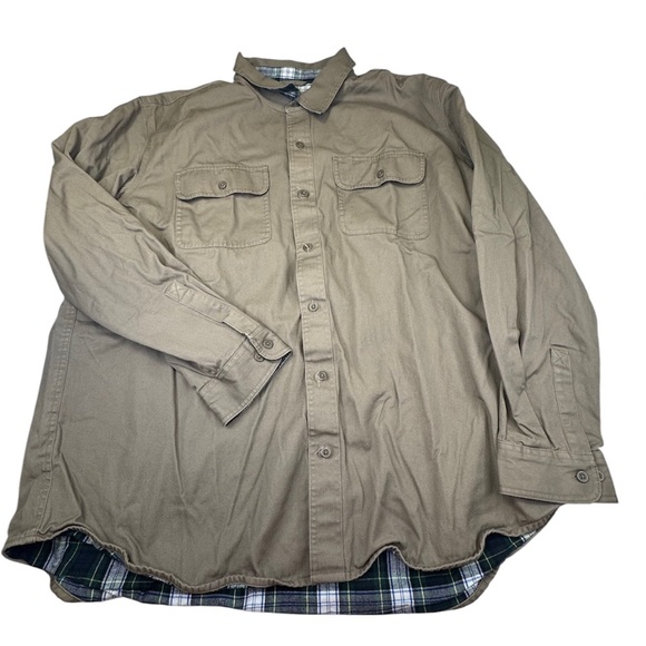 L.L. Bean Hurricane Shirt Men's XXL Tan Lined Heavy Flannel Gorpcore Shacket - Picture 1 of 11
